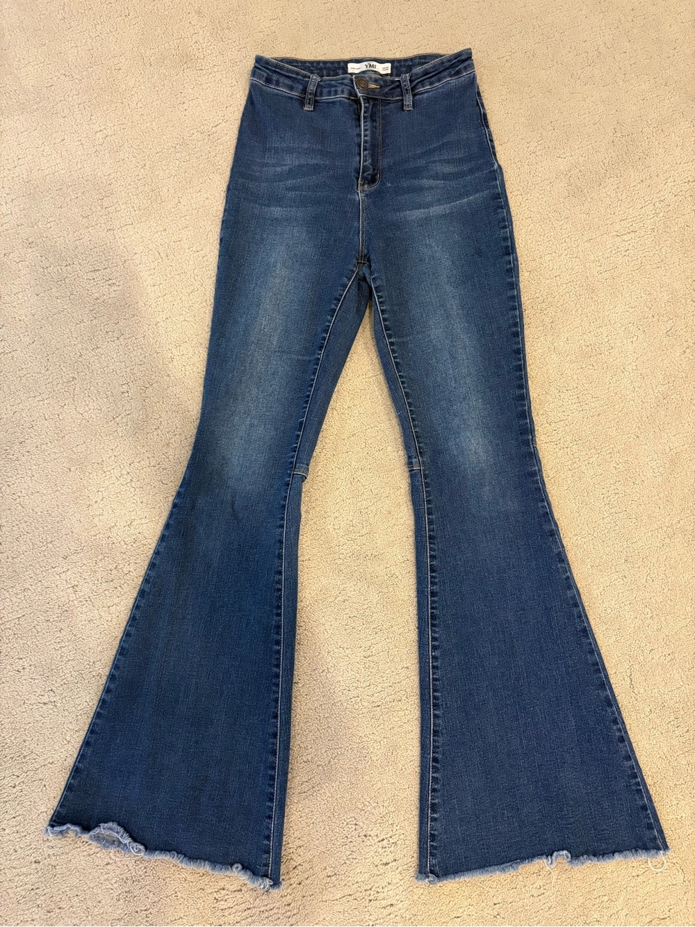 YMI High-Rise Mega Flare Jeans in Dark Blue Classic Fit Size 29 Women’s Chloe